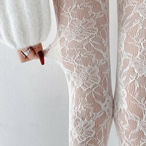 One Piece Women Net Stockings With Floral Pattern, Street Style Tights